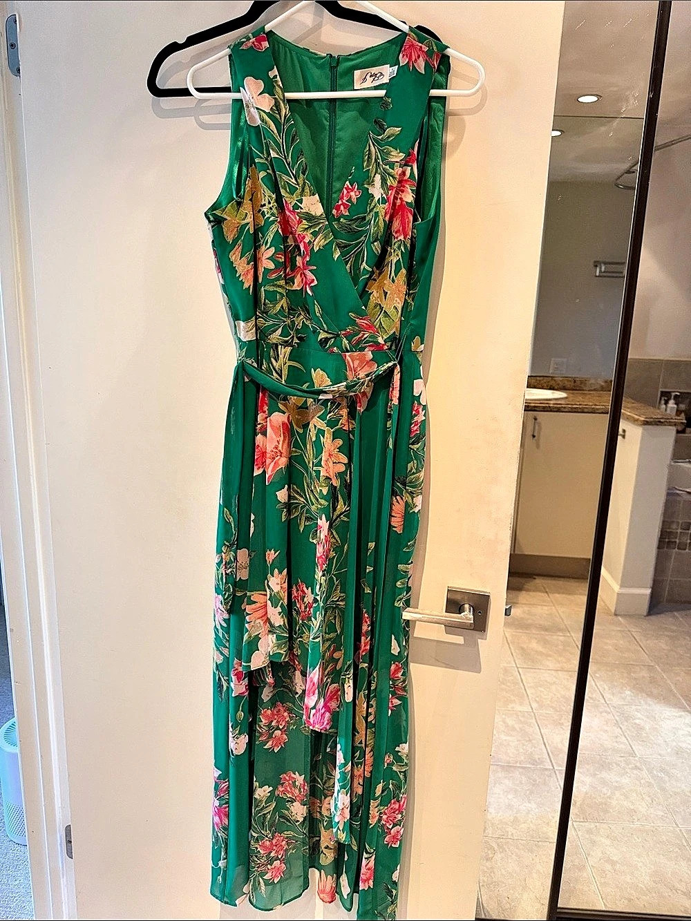 Eliza J Floral Maxi Dress Green Pink Size 12